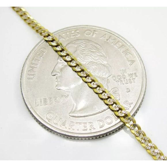 14K Solid Gold Diamond Cut Cuban Link Chain 20" - Picture 3 of 4